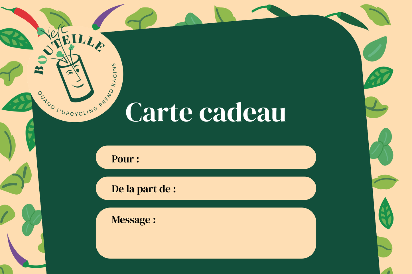 Carte cadeau Vert Bouteille